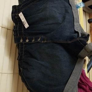 No Boundaries blue denim ultra high rise paperbag waist shorts